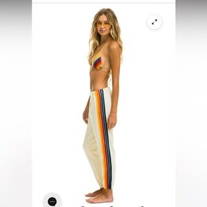 Aviator Nation 5 Stripe Sweatpants-Vintage White